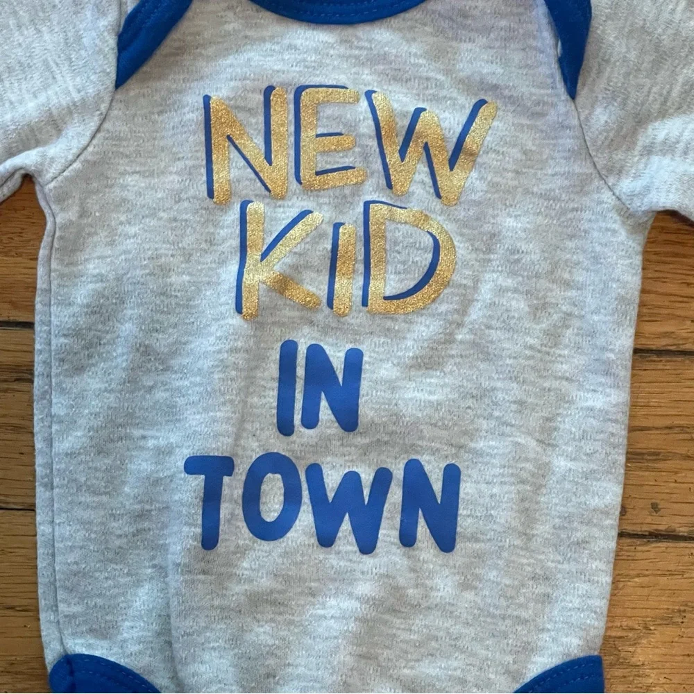Swiggles Blue and Gray Bodysuit with Playful Text